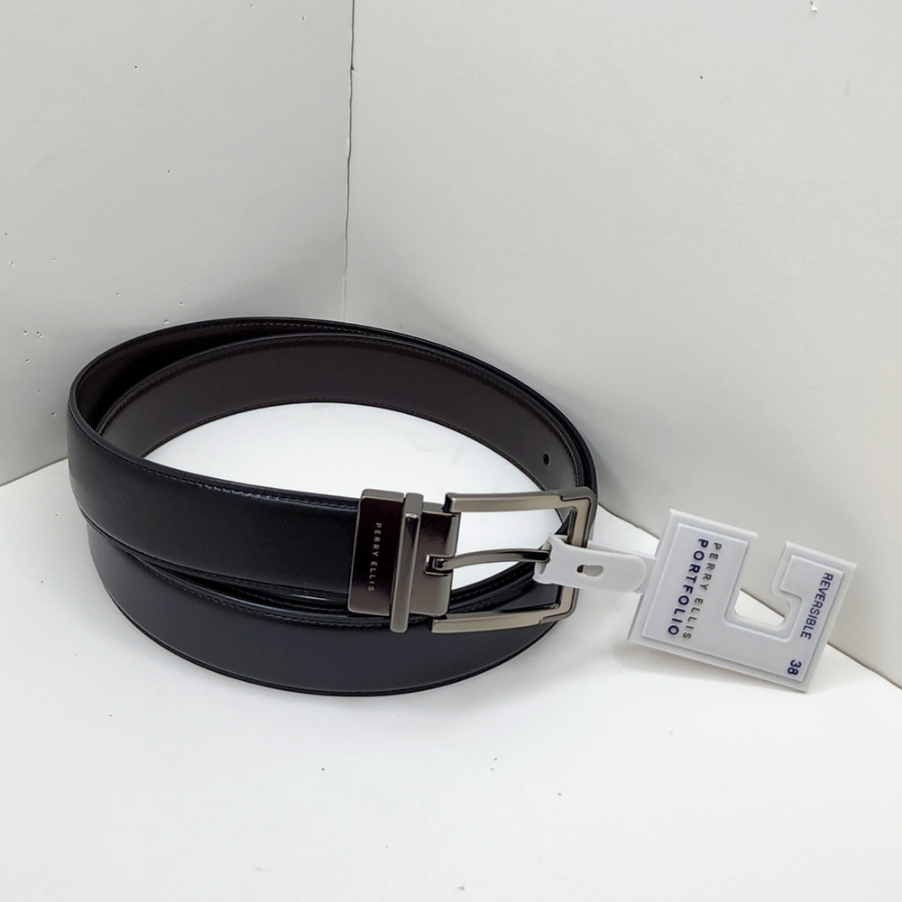 PERRY ELLIS POTFOLIO MEN'S REVERSABLE BELT, BROWN AND BLACK